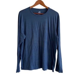 True North Baselayer Shirt Men XL Blue Merino Wool Blend Gorpcore Performance